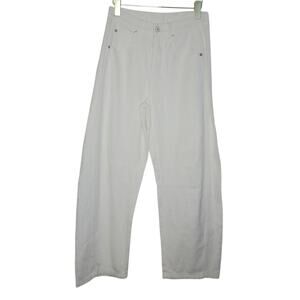 White Baggy Jeans 100% Cotton High Rise Relaxed Straight Y2K Size XS